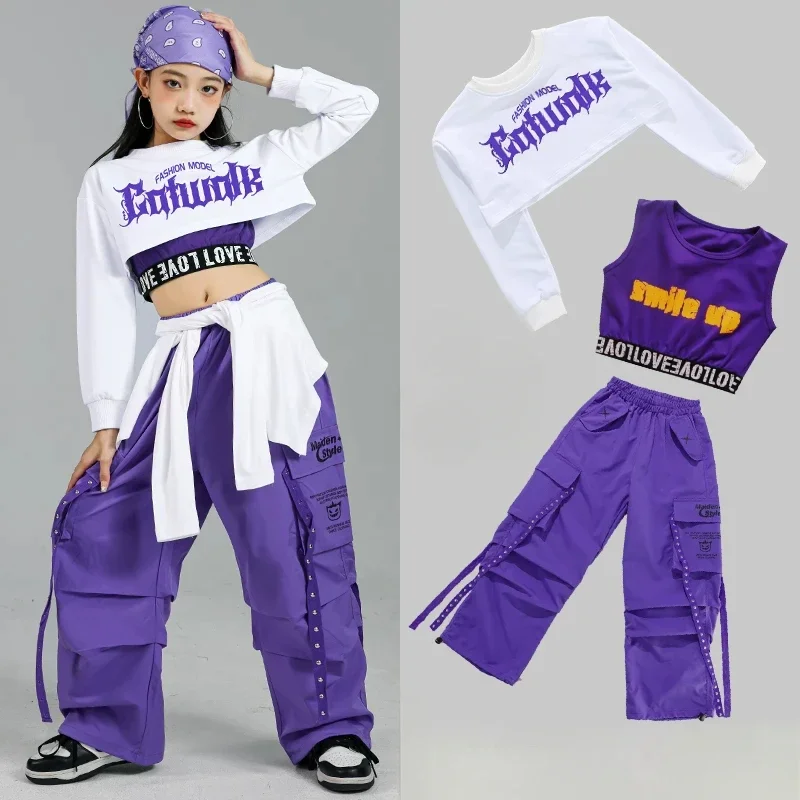 Street Fashion Outfit Girl - เด็ก Street Dance ชุดเด็ก Streetwear กลุ่มแจ๊สเสื้อผ้าชุด