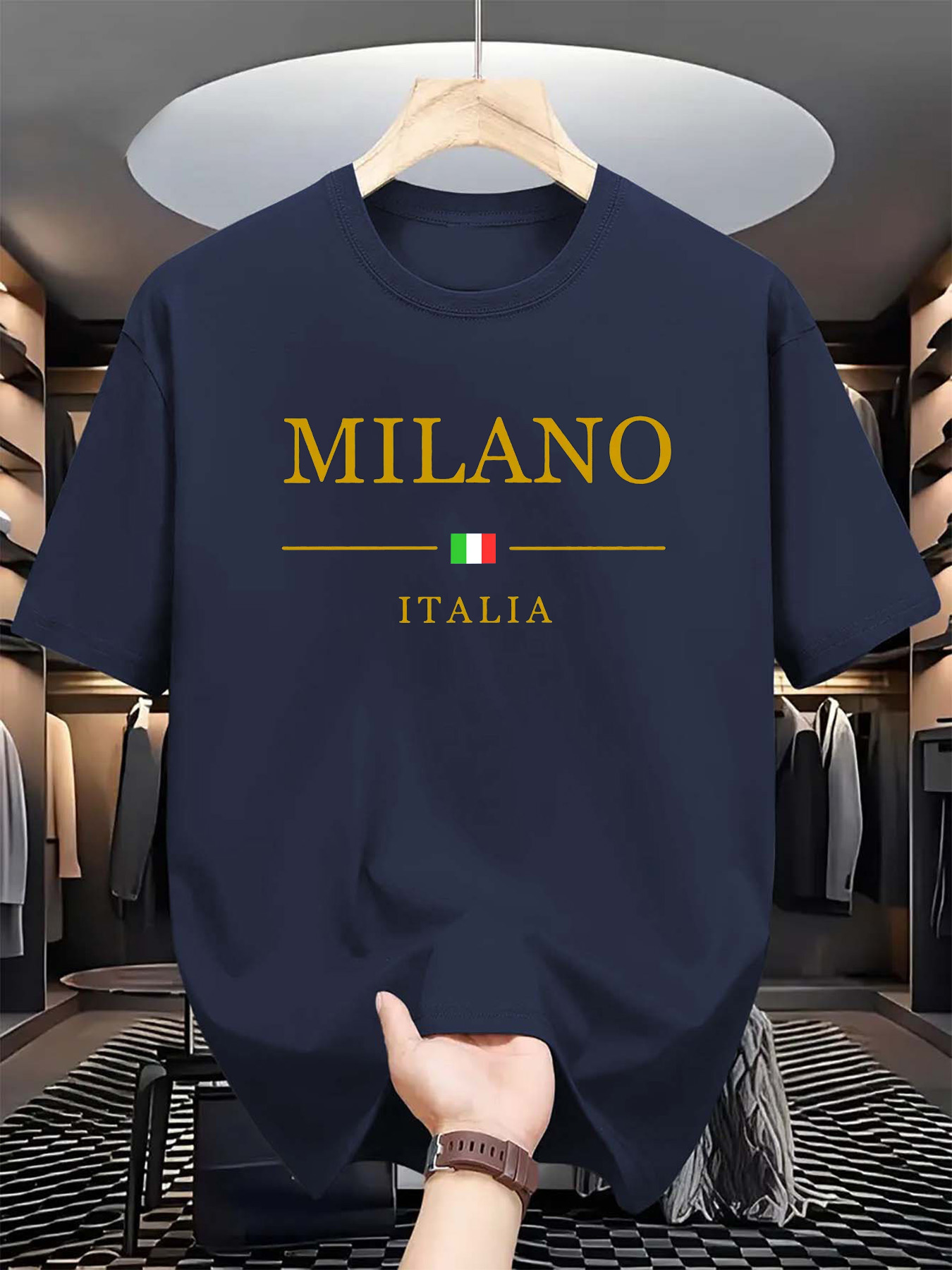 Street Fashion Of Milan - เสื้อยืดผ้าฝ้ายแท้ลายพิมพ์มิลานสไตล์อิตาลี สำหรับผู้ชายและผู้หญิง แฟชั่นลำลองแนวสตรีท สปอร์ต ทรงหลวม ใส่ได้หลากหลายโอกาส