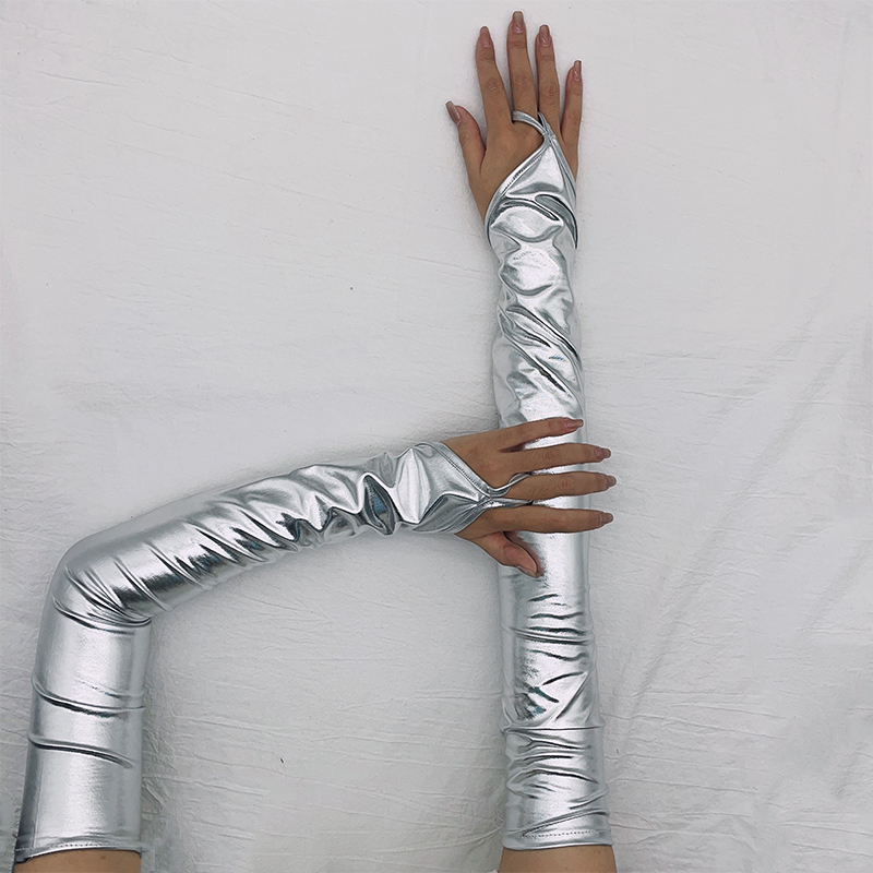 Street Fashion Gloves - Lacquer หนัง Hook Finger ถุงมือยาวเซ็กซี่ผู้หญิง Fingerless