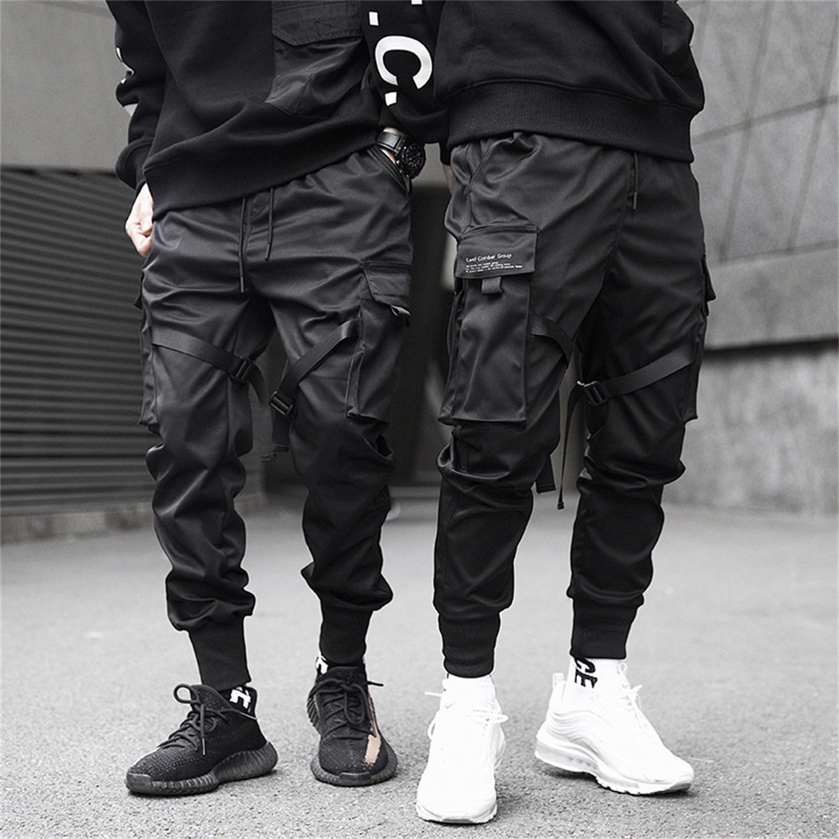 Street Fashion Korea - กางเกงคาร์โก้ฮิปฮอปสีดำสำหรับผู้ชายกางเกงแฟชั่นแนวสตรีทแวร์สไตล์เกาหลีทรงหลวมแฟชั่น celana Panjang Brand อเนกประสงค์สำหรับฤดูร้อน