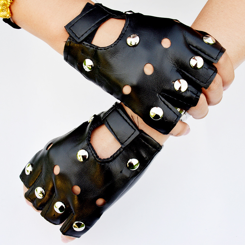Street Fashion Gloves - ถุงมือแบบครึ่งนิ้วสไตล์พังก์สำหรับผู้ชาย ถุงมือไร้นิ้วสำหรับการแสดงเต้นสตรีท ดีไซน์ทันสมัย ไม่ซ้ำใคร