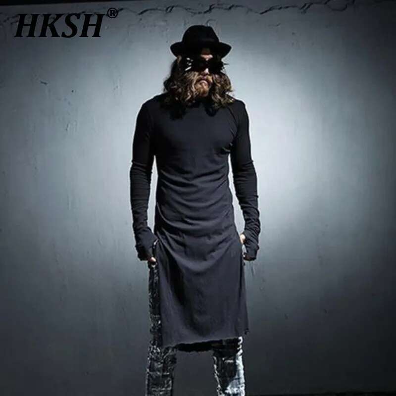 Street Fashion Gloves - HKSH ผู้ชายฤดูใบไม้ผลิ Dark ส่วนบุคคลยาวเสื้อยืดถุงมือด้านข้าง Punk ไนท์คลับแฟชั่น