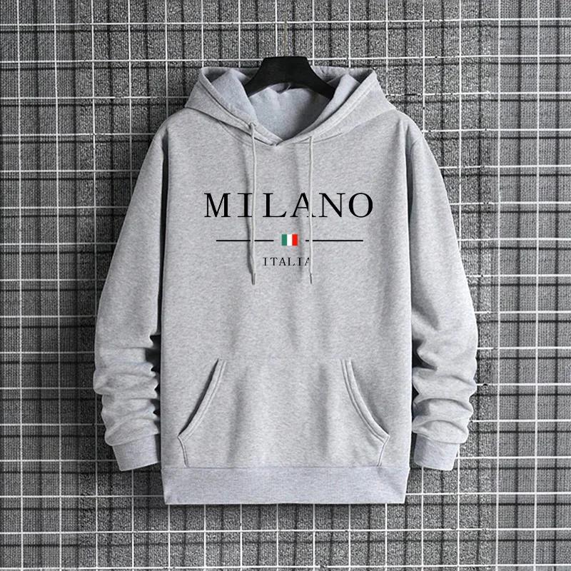 Street Fashion Of Milan - เสื้อฮู้ดผู้ชายแฟชั่นมิลาน อิตาลี 2025 สตรีทแวร์แนวฮิปฮอป เสื้อฮู้ดลำลองสไตล์สตรีทสำหรับผู้ชาย