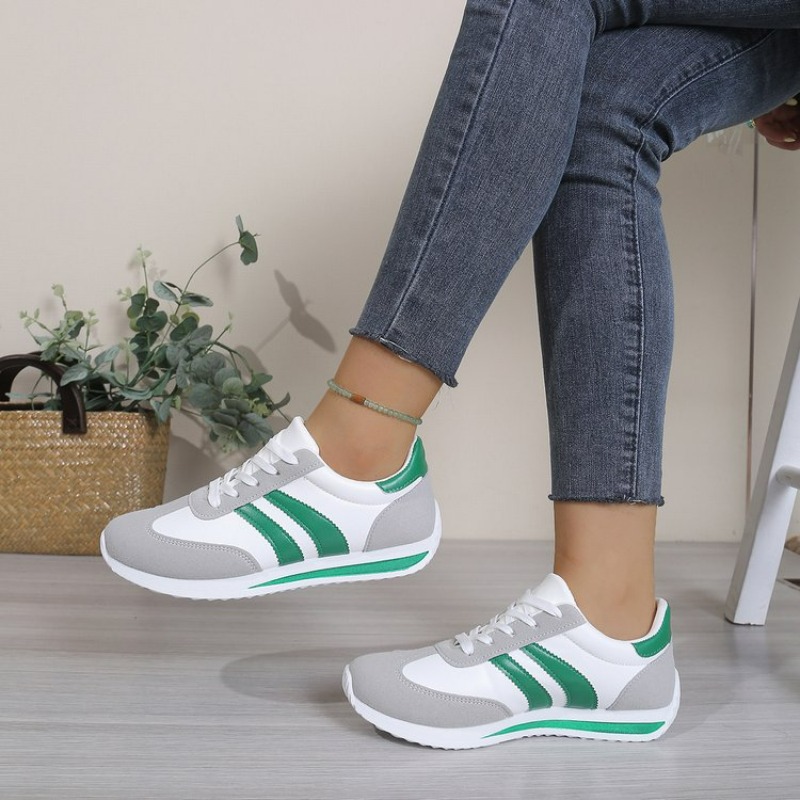 รองเท้าผ้าใบสีขาวแฟชั่นแบบผูกเ - Street Fashion Ladies บทวิจารณ์และราคา