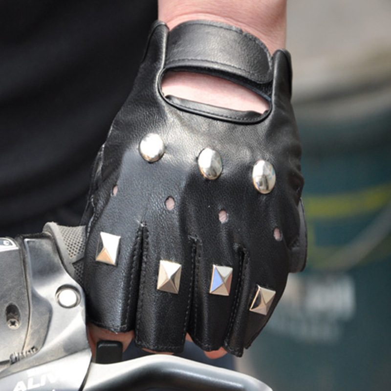 ผู้ชาย Hip Hop Rivet Runk PU ห - Street Fashion Gloves บทวิจารณ์และราคา