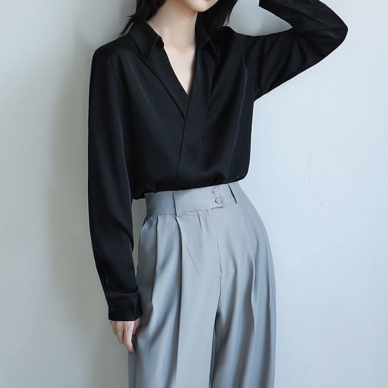 Gidyq เสื้อชีฟองสีดำสำหรับผู้ห - Street Fashion Korea บทวิจารณ์และราคา