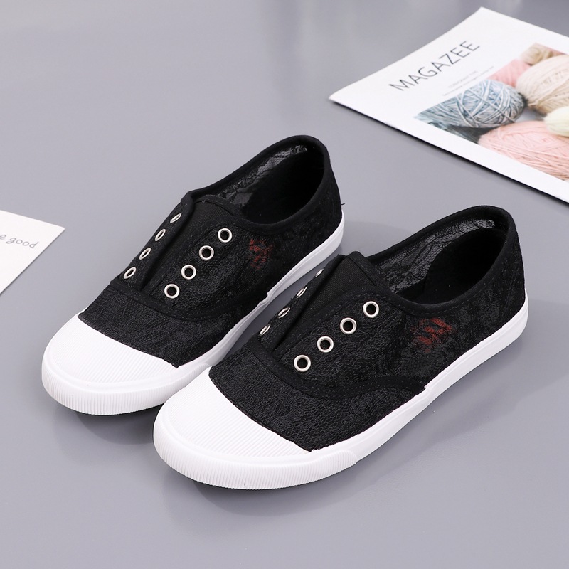 แฟชั่นลูกไม้สีขาวรองเท้าผ้าใบผ - Street Fashion Ladies บทวิจารณ์และราคา