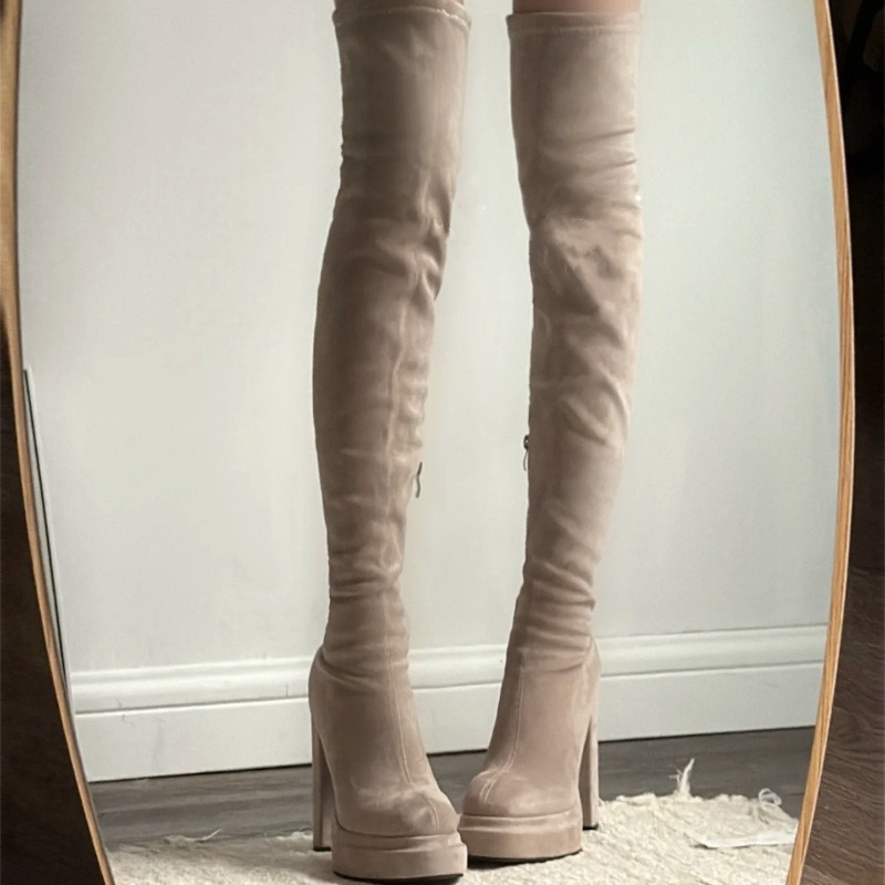 รองเท้าบูทสูงเหนือเข่าสำหรับผู - Street Fashion Ladies บทวิจารณ์และราคา