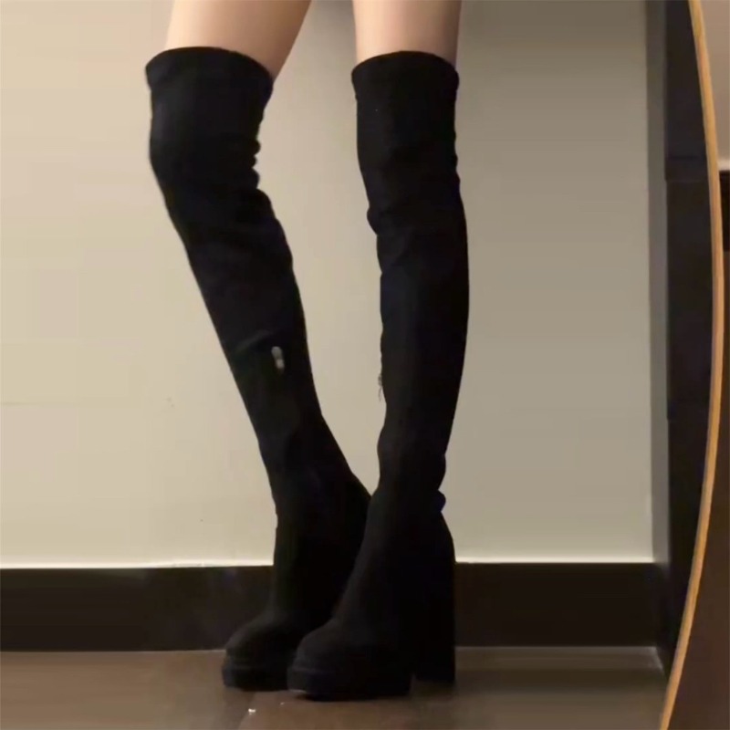 รองเท้าบูทสูงเหนือเข่าสำหรับผู - Street Fashion Ladies บทวิจารณ์และราคา