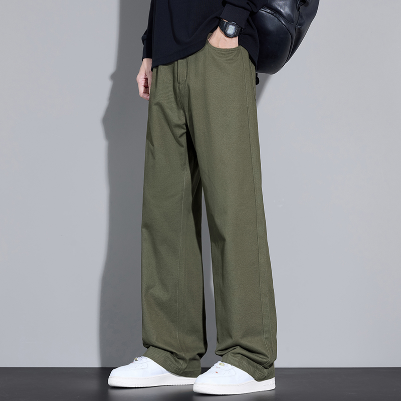 กางเกงขายาวทรงหลวมผ้าฝ้าย 100% - Street Fashion Korea บทวิจารณ์และราคา