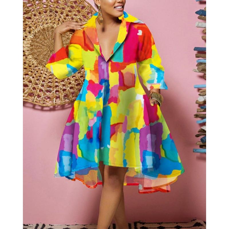 เดรสคอปกพิมพ์ลายแฟชั่นทรงหลวมส - Guangzhou Street Fashion บทวิจารณ์และราคา