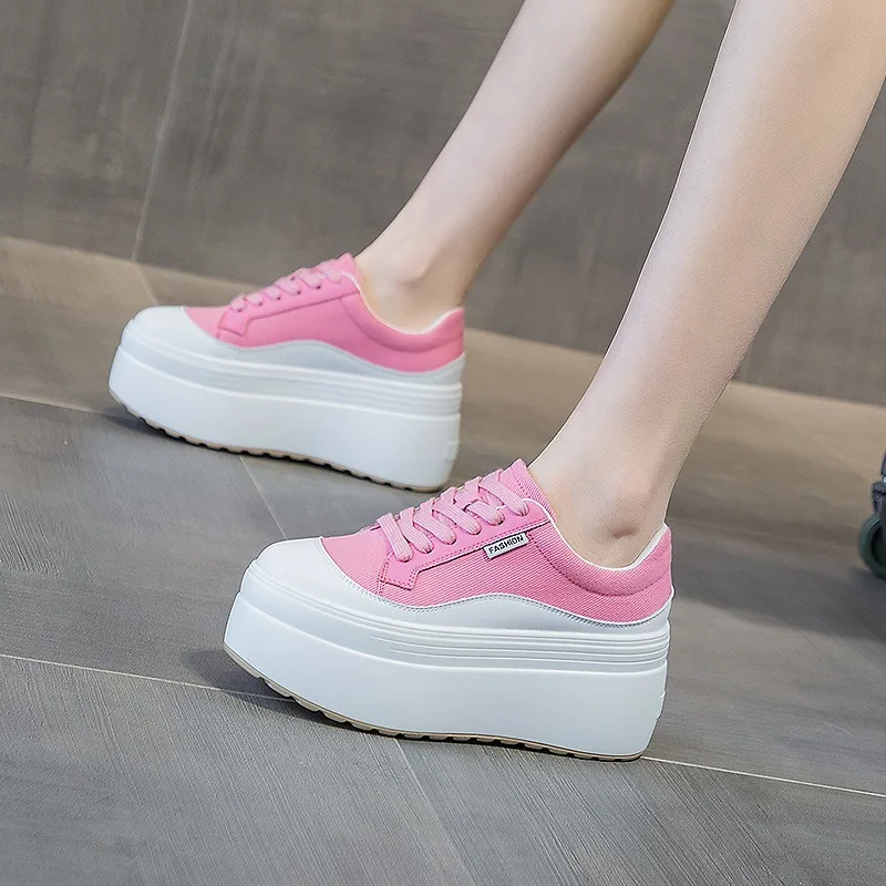 8 ซม.ใหม่ผ้าใบของแท้หนังผู้หญิ - Street Fashion Ladies บทวิจารณ์และราคา