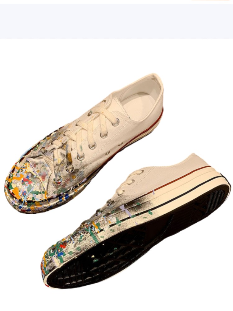รองเท้าผ้าใบผู้หญิงสีขาวแบบผูก - Street Fashion Ladies บทวิจารณ์และราคา
