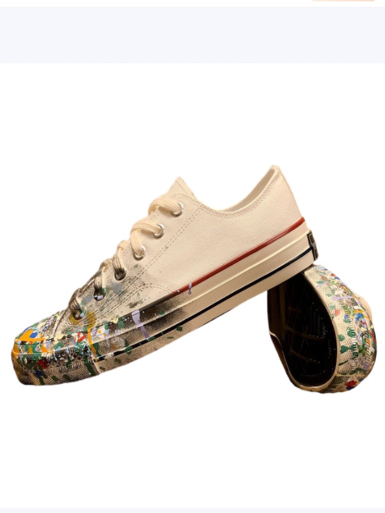 รองเท้าผ้าใบผู้หญิงสีขาวแบบผูก - Street Fashion Ladies บทวิจารณ์และราคา