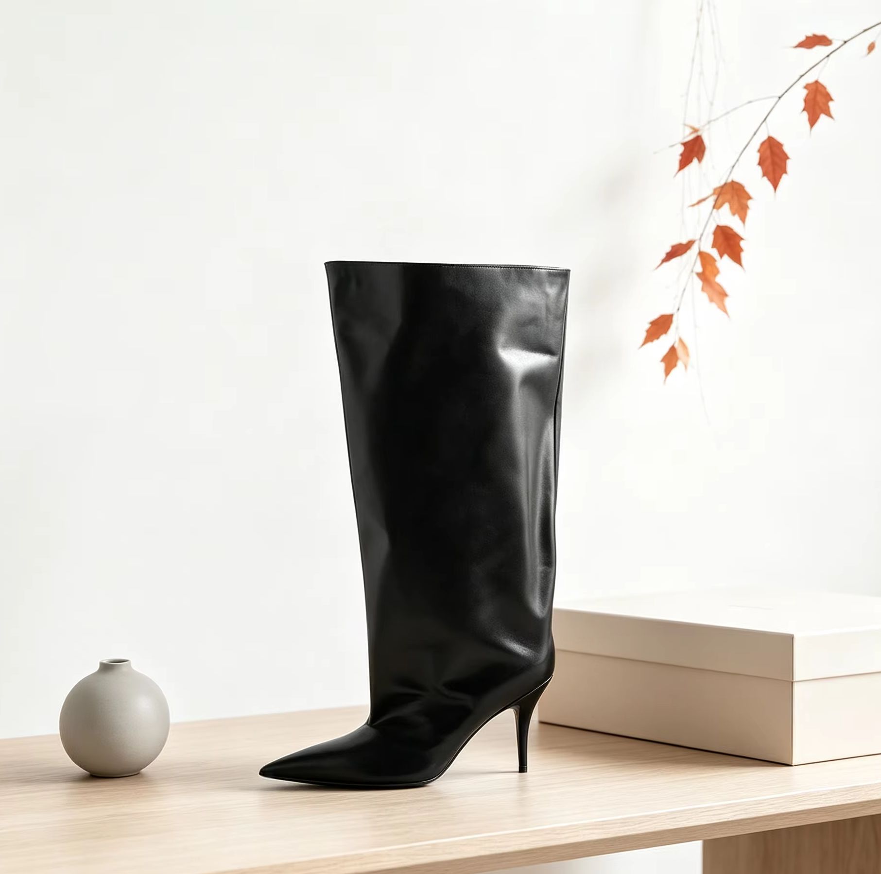 รองเท้าบูทหุ้มข้อทรงสูงปลายแหล - Street Fashion Ladies บทวิจารณ์และราคา