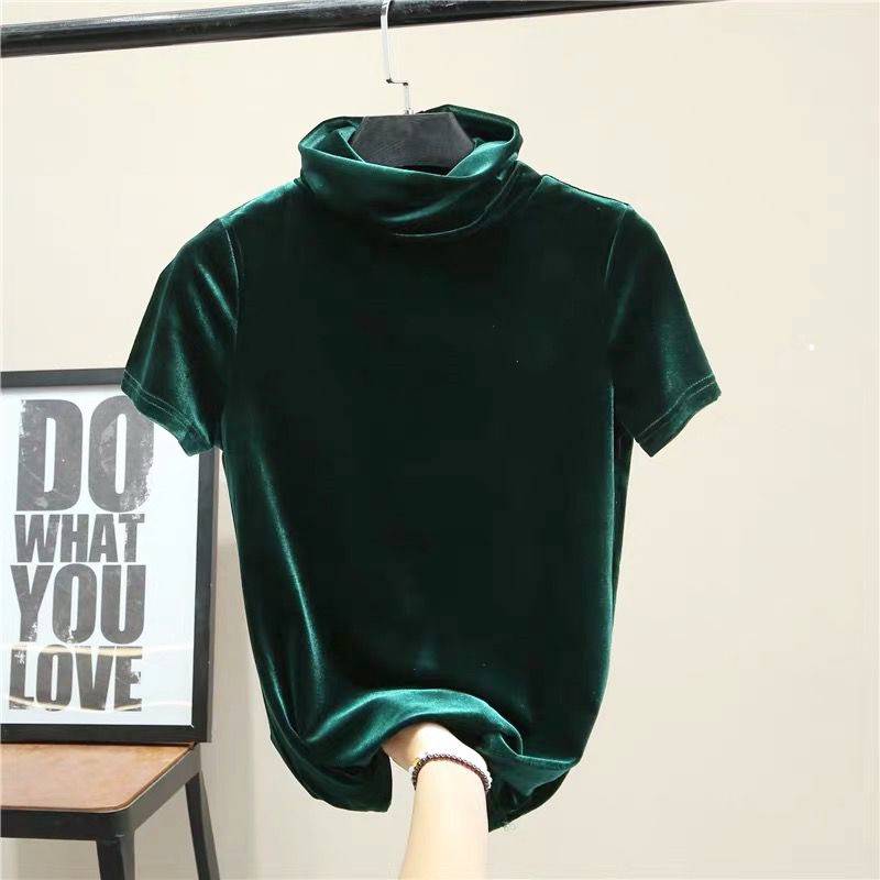 เสื้อเชิ้ตกำมะหยี่แขนสั้นคอเต่ - Street Fashion Plus Size บทวิจารณ์และราคา
