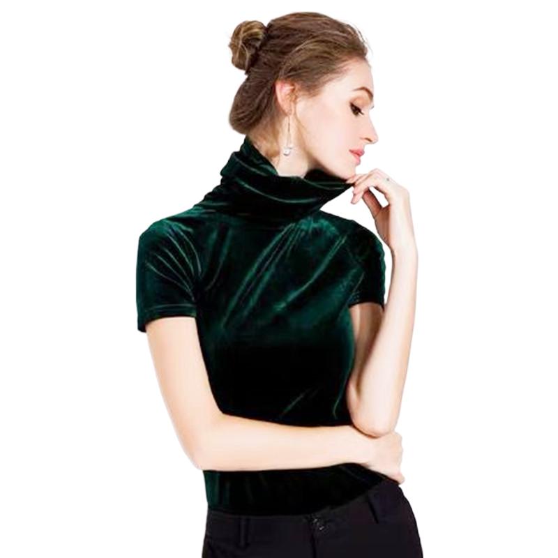 เสื้อเชิ้ตกำมะหยี่แขนสั้นคอเต่ - Street Fashion Plus Size บทวิจารณ์และราคา