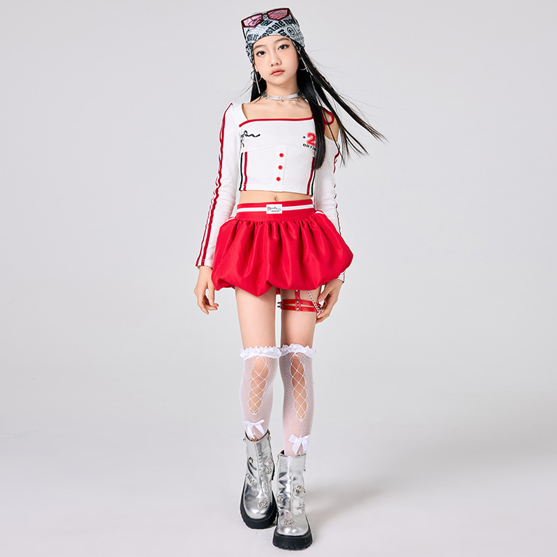 สาว Hip Hop เสื้อผ้าสีขาวกระโป - Street Fashion Outfit Girl บทวิจารณ์และราคา