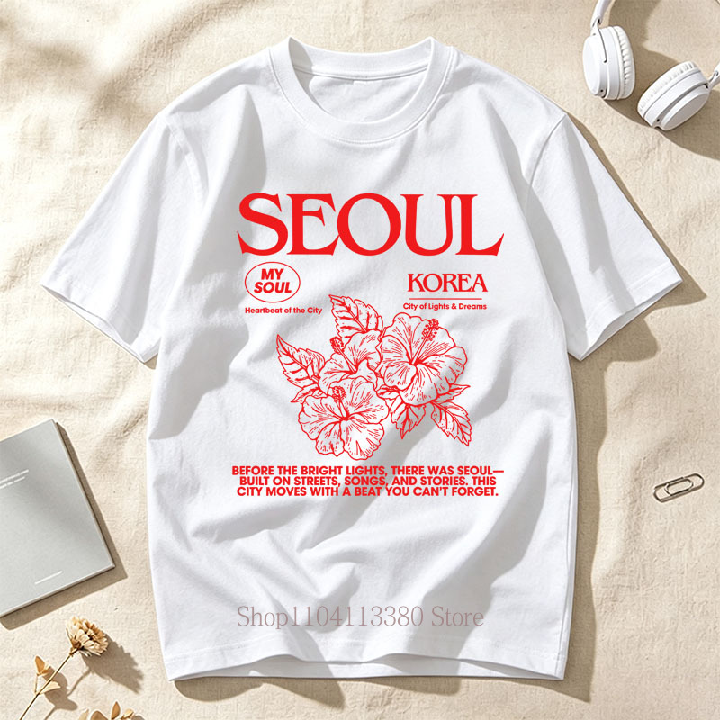 สไตล์เกาหลีเสื้อยืดพิมพ์ลายดอก - Street Fashion Seoul บทวิจารณ์และราคา