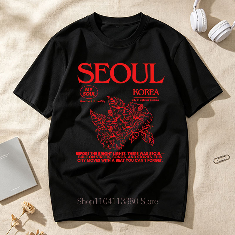สไตล์เกาหลีเสื้อยืดพิมพ์ลายดอก - Street Fashion Seoul บทวิจารณ์และราคา