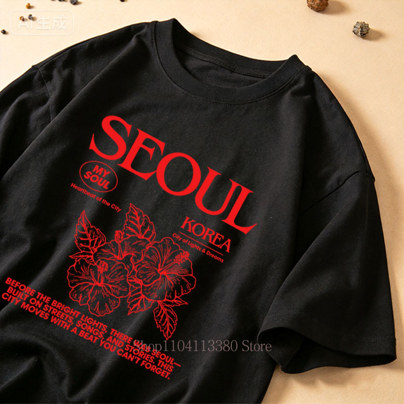 สไตล์เกาหลีเสื้อยืดพิมพ์ลายดอก - Street Fashion Seoul บทวิจารณ์และราคา