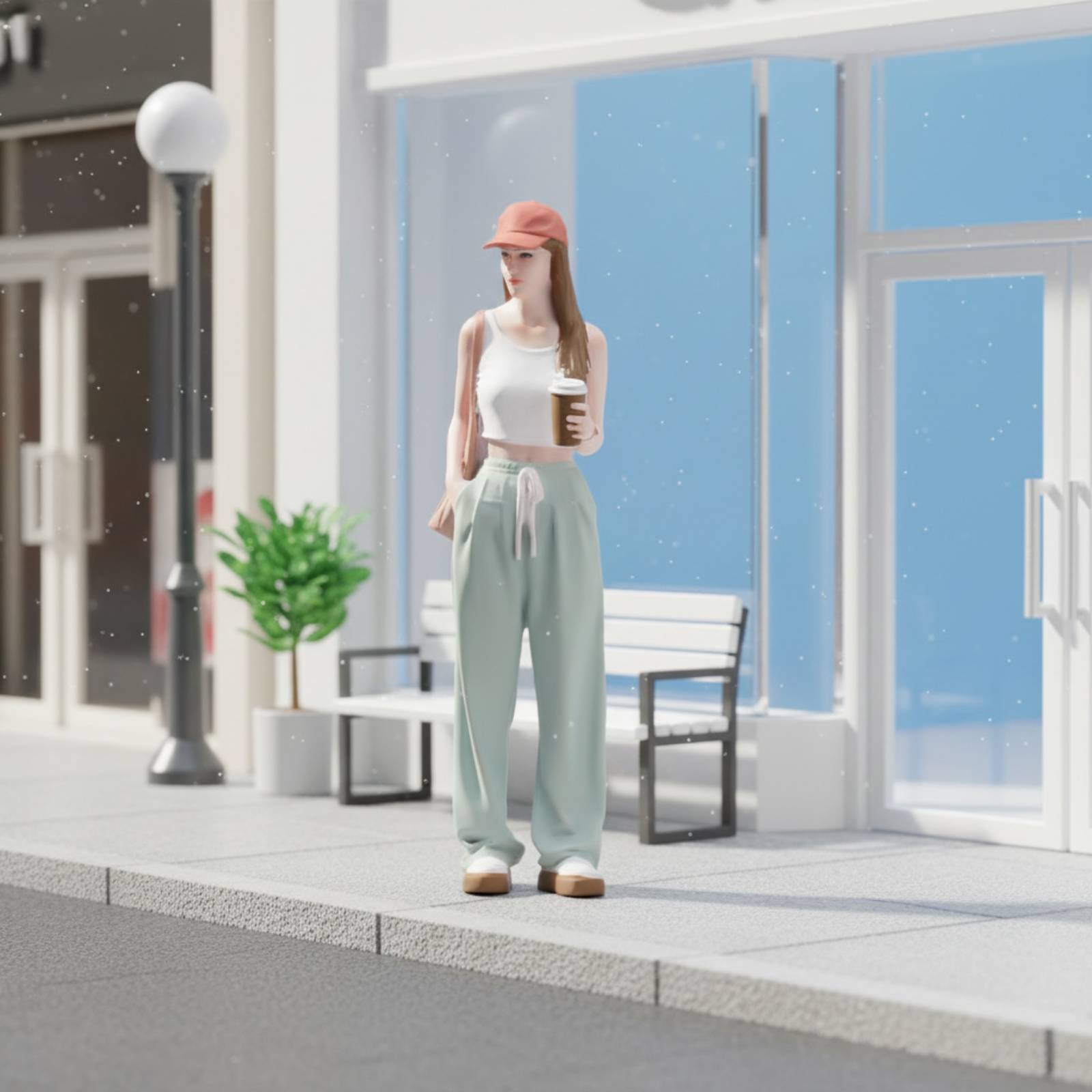 รูปปั้นเด็กผู้หญิงถือกาแฟ แฟชั - Street Fashion Pose บทวิจารณ์และราคา