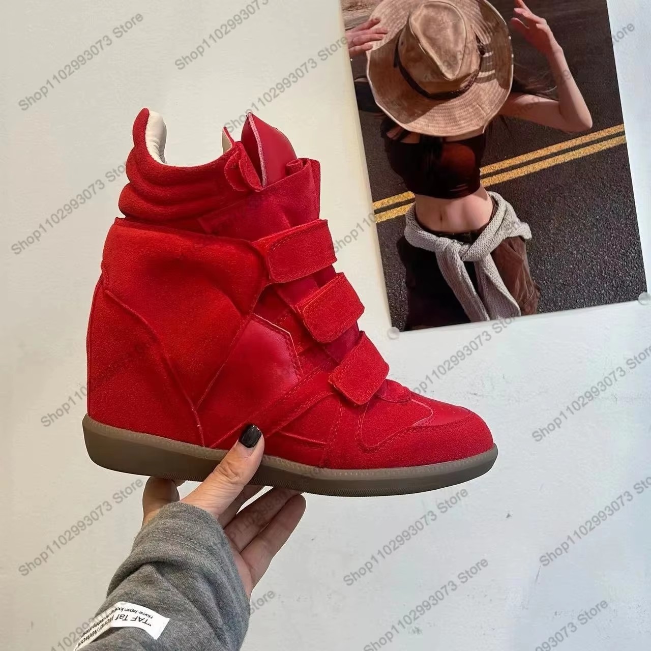รองเท้าผ้าใบหุ้มข้อส้นลิ่มซ่อน - Street Fashion Ladies บทวิจารณ์และราคา