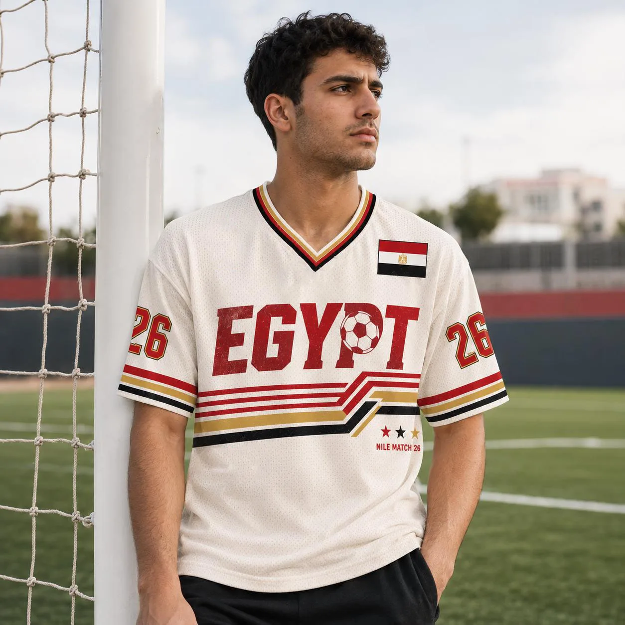 เสื้อยืดฟุตบอลคอวีสไตล์เรโทรที - Street Fashion Egypt บทวิจารณ์และราคา
